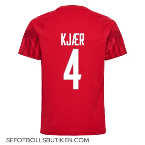 Danmark Simon Kjaer #4 Replika Hemma matchkläder VM 2022 Korta ärmar